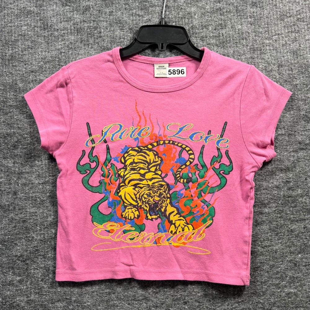 Urban Outfitters Pink Pure Love Eternal Tiger Graphic Baby Tee Crop Top Large
